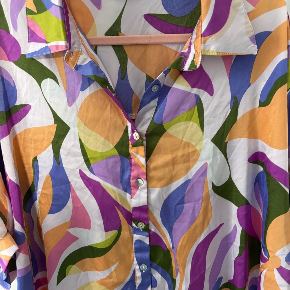 Chic Soul Bold Abstract Button-Down Top High-Low,… - image 2